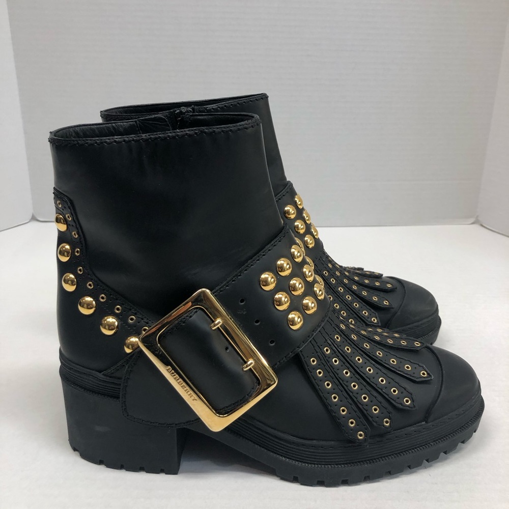 Burberry Whitchester studded buckle leather booties, EUC - Picture 11 of 16